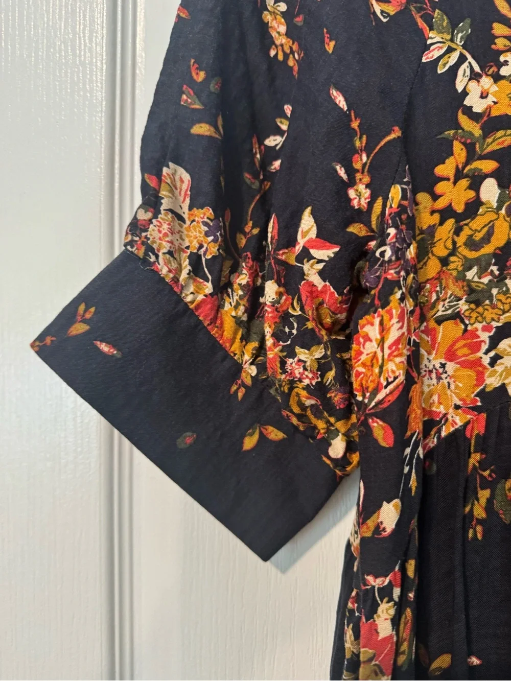 NATURAL LIFE Navy Maxi Dress with Orange, red and Yellow Floral Print - Picture 5 of 6